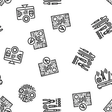 Electronics technician technology seamless pattern vector Stock Illustration