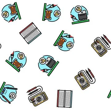 Electronics technician technology seamless pattern vector Stock Illustration