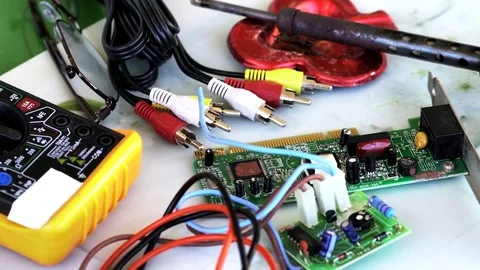 Electronics technician workplace Stock Footage 76966757