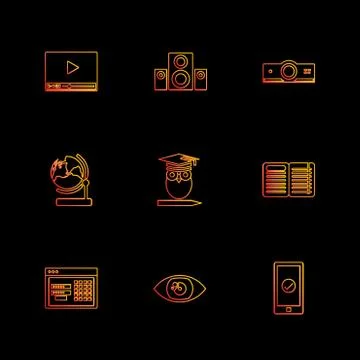 Electronics , technology , study , education , science ,eps icons set vector Stock Illustration