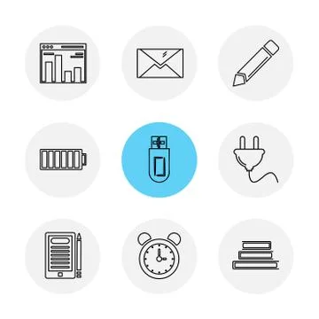 Electronics , technology , study , education , science ,eps icons set vector Stock Illustration