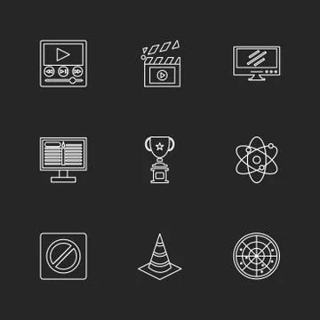 Electronics , technology , study , education , science ,eps icons set vector Stock Illustration