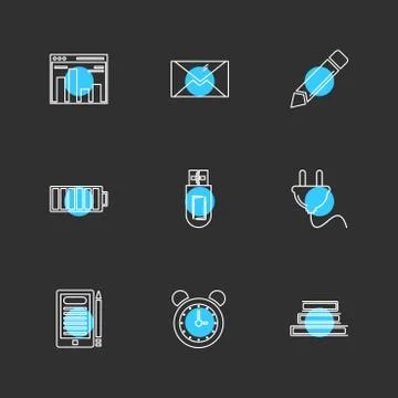 Electronics , technology , study , education , science ,eps icons set vector Stock Illustration