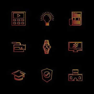 Electronics , technology , study , education , science ,eps icons set vector Stock Illustration