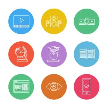 Electronics , technology , study , education , science ,eps icons set vector Illustrazione stock