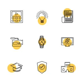 Electronics , technology , study , education , science ,eps icons set vector Stock Illustration