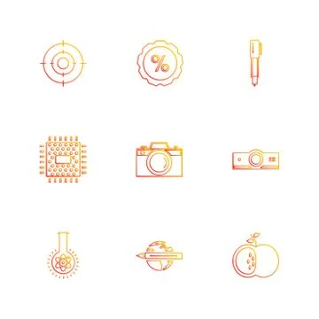 Electronics , technology , study , education , science ,eps icons set vector Stock Illustration