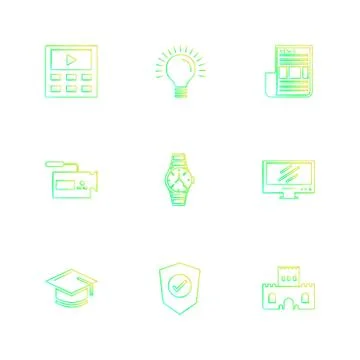 Electronics , technology , study , education , science ,eps icons set vector Stock Illustration