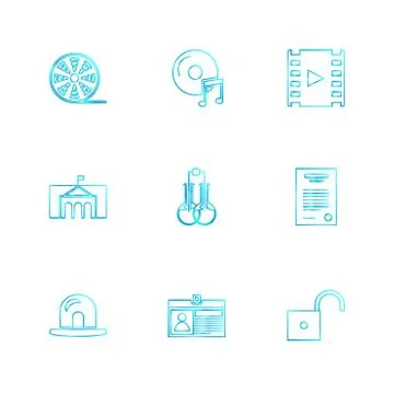 Electronics , technology , study , education , science ,eps icons set vector Stock Illustration