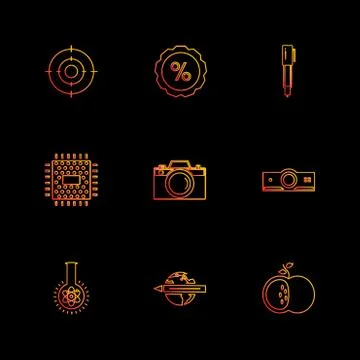 Electronics , technology , study , education , science ,eps icons set vector Illustrazione stock
