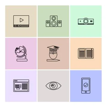 Electronics , technology , study , education , science ,eps icons set vector Stock Illustration