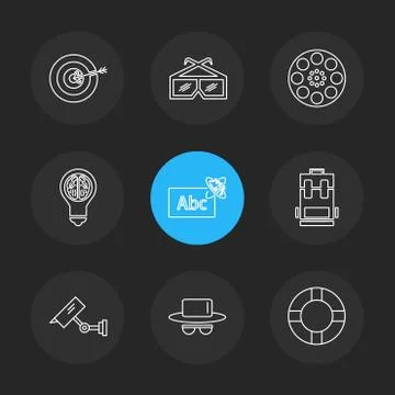 Electronics , technology , study , education , science ,eps icons set vector Stock Illustration