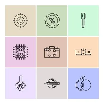 Electronics , technology , study , education , science ,eps icons set vector Stock Illustration