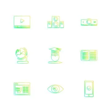 Electronics , technology , study , education , science ,eps icons set vector Stock Illustration