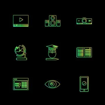 Electronics , technology , study , education , science ,eps icons set vector Stock Illustration