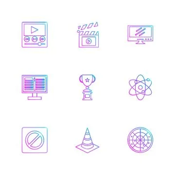 Electronics , technology , study , education , science ,eps icons set vector Stock Illustration