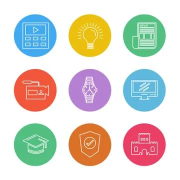 Electronics , technology , study , education , science ,eps icons set vector Stockillustratie