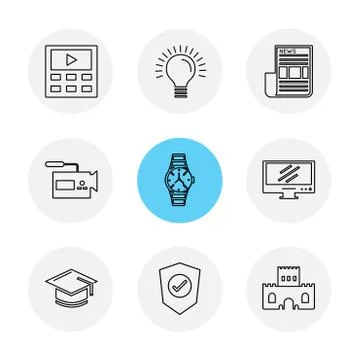 Electronics , technology , study , education , science ,eps icons set vector 스톡 일러스트