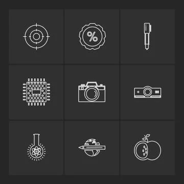 Electronics , technology , study , education , science ,eps icons set vector Stock Illustration