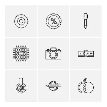 Electronics , technology , study , education , science ,eps icons set vector Stock Illustration