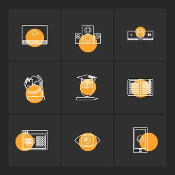 Electronics , technology , study , education , science ,eps icons set vector Stock Illustration