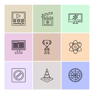 Electronics , technology , study , education , science ,eps icons set vector Stock Illustration