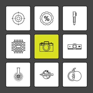 Electronics , technology , study , education , science ,eps icons set vector Stock Illustration