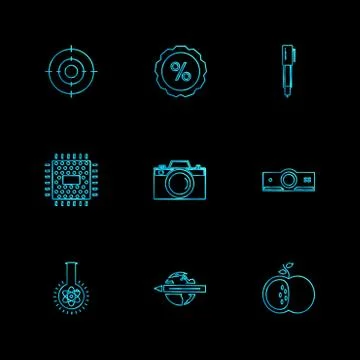 Electronics , technology , study , education , science ,eps icons set vector Stock Illustration