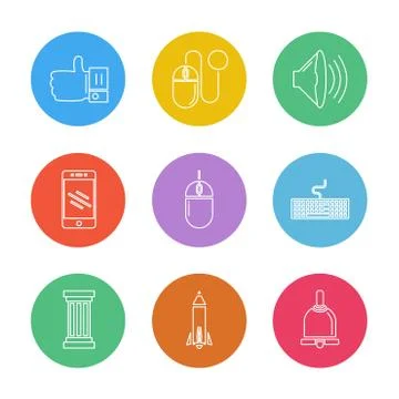Electronics , technology , study , education , science ,eps icons set vector Stock Illustration