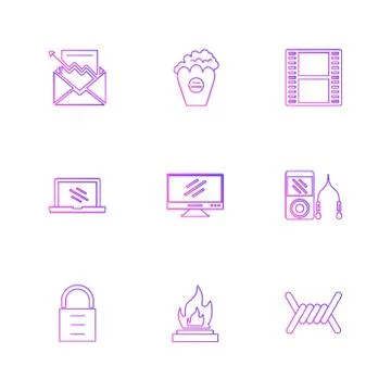 Electronics , technology , study , education , science ,eps icons set vector Stock Illustration