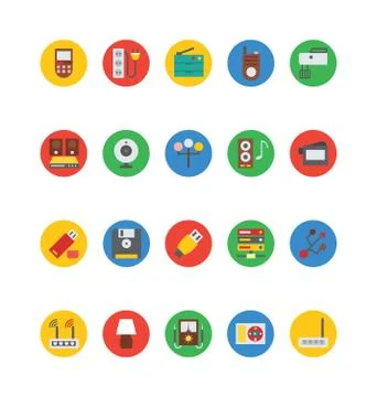 Electronics Vector Icons Set Stock Illustration