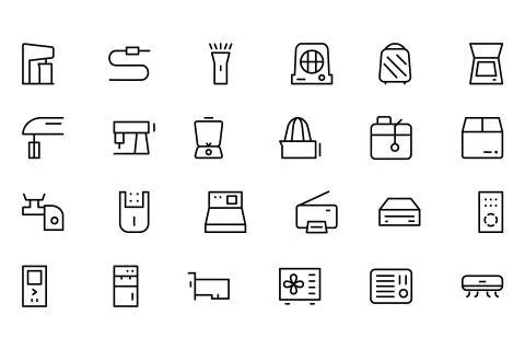 Electronics Vector Line Icons Collection Stock Illustration