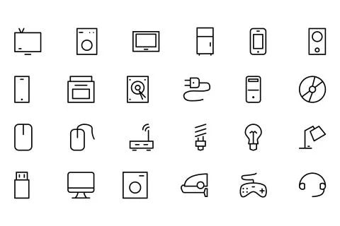 Electronics Vector Line Icons Stock Illustration