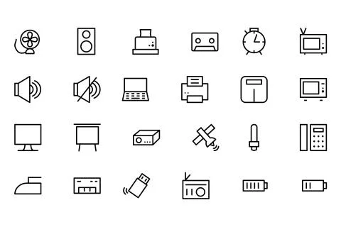 Electronics Vector Line Icons Set Stock Illustration