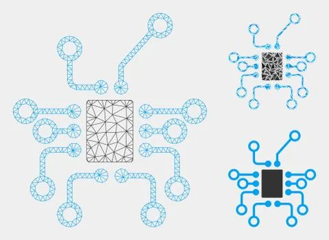 Electronics Vector Mesh Network Model and Triangle Mosaic Icon Illustrazione stock