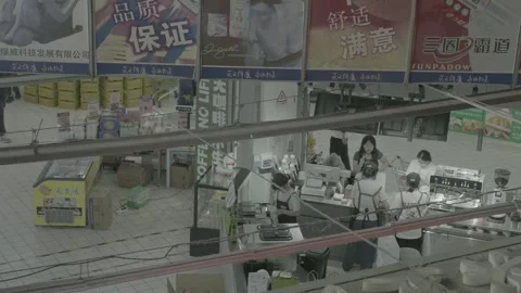 Electronics Vendors Work Below in Zhongguancun Market Beijing Stock-Footage 340270619