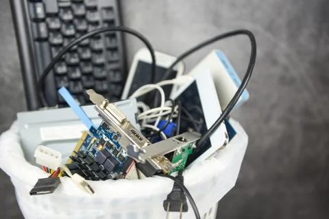 Electronics waste bin concept / Garbage electrical waste ready for recycling  Stock Photos