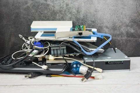 Electronics waste concept - Garbage electrical waste ready for recycling , Ol Stock Photos