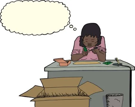 Electronics worker at desk Stock Illustration