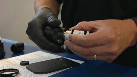 Electronics Worker Setting Up Camera Stock Footage 234184757