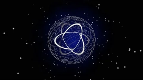 Electrons in an atom rotating in space - digital animation Stock Footage 40435447