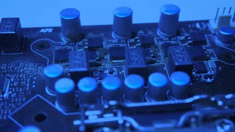 Electrons Running on Circuit Board Tracks Seamless Close-up Illustration Stock Footage 276667643
