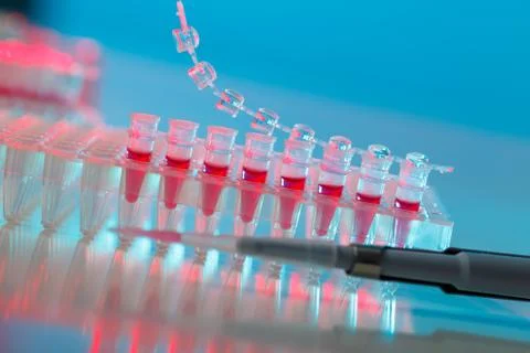 Electrophoresis device in a genetics lab to decrypt the genetic code Foto stock