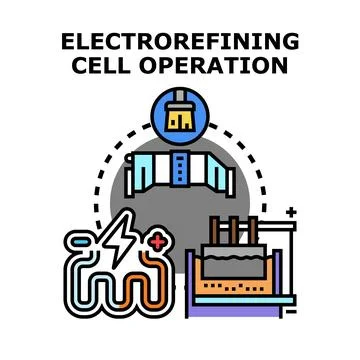 Electrorefining cell operation process purifying metal Stock Illustration