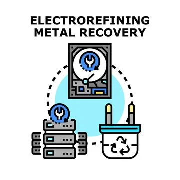 Electrorefining metal recovery process for electronic product recycling Stock Illustration
