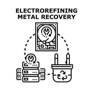 Electrorefining metal recovery process for electronic product recycling Stock Illustration
