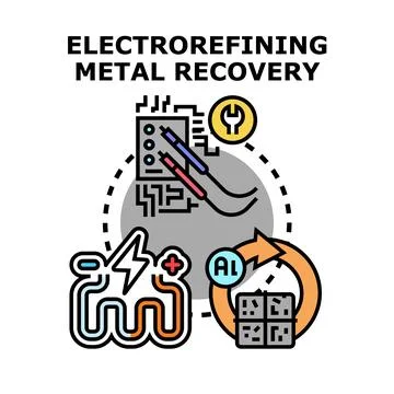 Electrorefining metal recovery process illustration concept Stock Illustration