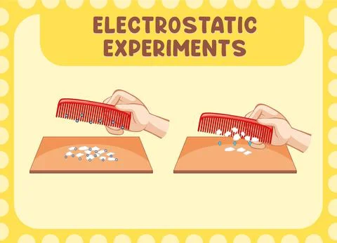 Electrostatic experiment with comb and paper Illustrazione stock