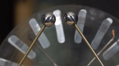 Electrostatic machine produces a spark Stock Footage 72771157