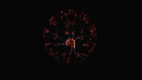 Electrostatic plasma sphere in the dark. Tesla coil - physics experiment Stock Footage 77848799